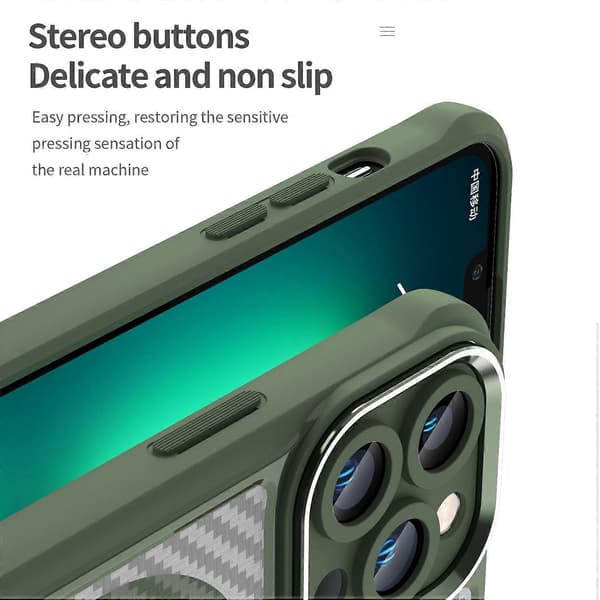 Magnetiskt mobilskal för iPhone 13 Pro TPU+PC Baksida Kolfibertextur