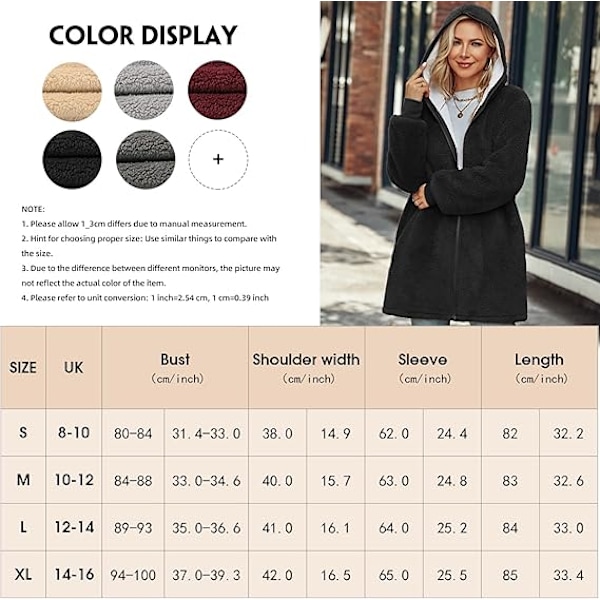 Dame Fleece Oversized Hoodie Frakke Zip Up Jakke Cardigan Bærbar Sweatshirt Hoodie Vinter Varmt Fleece Foret Hætte Frakke Fleece Tæppe med Lomme