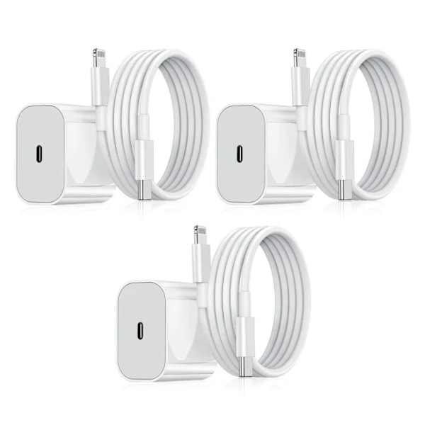 Oplader til Apple - Hurtigoplader 20W, Apple-stik, Adapter + 2m Kabel Hvid, Flere Størrelser Tilgængelige (Flere kombinationer tilgængelige) Apple interface 3pc