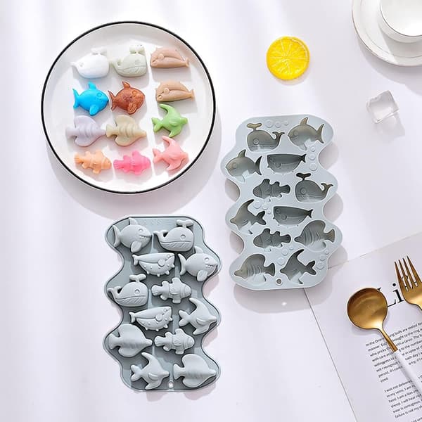 Havfrue Chokoladeform, Havdyr Silikone Chokoladeforme, Silikoneform Til Chokolade, Silikoneforme (Blå, 20,2 x 13,7 x 2 cm) Fish