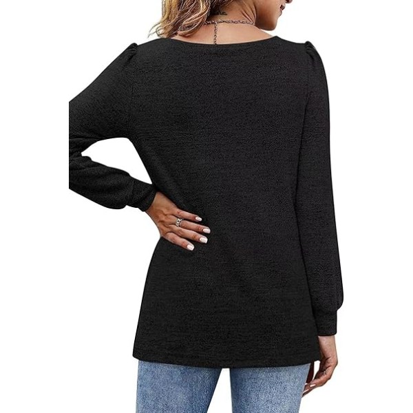 Sort sweatshirt til kvinder Vinter pullover afslappet langærmet topskjorte /XL black XL