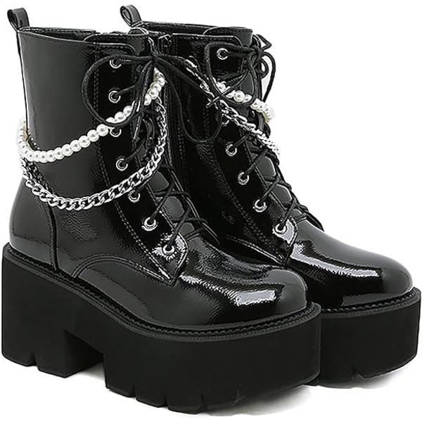 Vinterstøvler til kvinder Gotiske platformsstøvler i læder størrelse 35 35