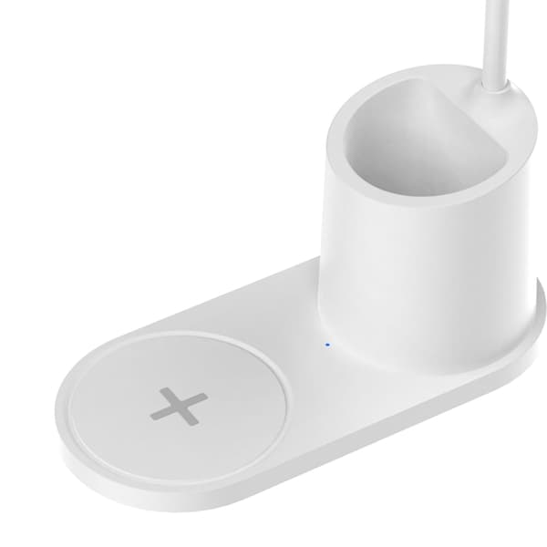 LED skrivebordslampe for barn med induktiv trådløs lader og pennholder