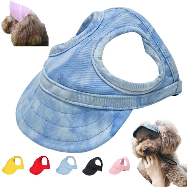 Dog Hat Canvas Dog Sun Hat Dog Baseball Cap, New Tie-Dye Summer Outdoor Dog Cat Sun Hat, Dog Travel Sports Hat, Adjustable Pet Sun Hat with Ear Holes