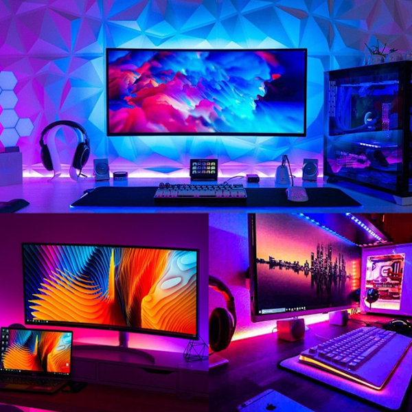 LED-TV-ljuslist/ljusring/LED-ljuslist - RGB-multifärg - 5V lågspänning - självhäftande USB - vattentät - med musik - fjärrkontroll 5M