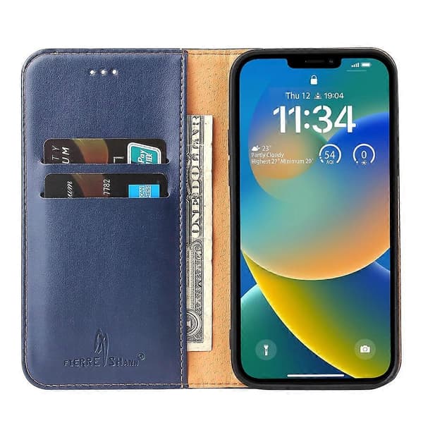 Fierre Shann PU-skinnetui med tekstur for iPhone 14 Plus
