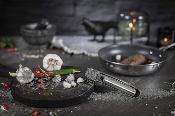 Rikon Epicurean Hvidløgspresser, Rustfrit stål, 16,5 x 2,5 x 3,8 cm, Sølv