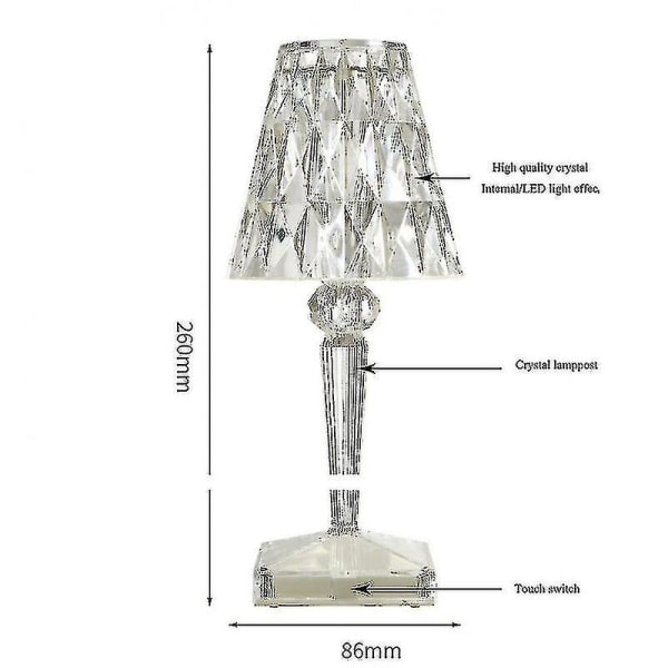 Natlampe, Akryl Bordlampe, Genopladelig Projektionslampe, Italiensk Design Kartell (Enkel Styk)