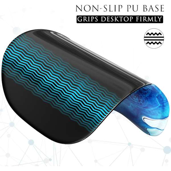 Ergonomisk musmatta med handledsstöd i minnesskum, bekväm datormusmatta för bärbar dator, smärtlindrande handledsstöd Blue Waves