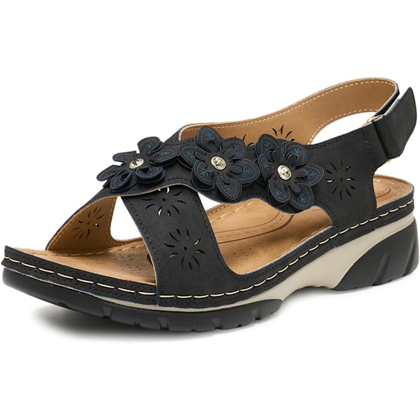 Alexis Leroy Summer Ankle Strap Comfort Sole Open Toe Flat Women's Sandals