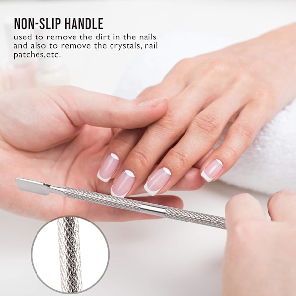 Neglebåndsskyver i rustfritt stål, dobbelthodet negleskrape for gelnegler, UV-gel polish fjernerverktøy - Neglebåndspinne for fingernegler og tånegler