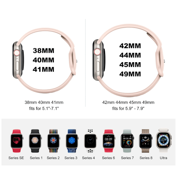 Kompatibel med Apple Watch Apple Silikonerem iwatch1-9/SE Smart Watch ClassicSports Rem 38/40/41mm