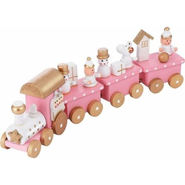Christmas Wooden Train Rail Winter Wonderland Train Mini Train Decor Sett for Christmas Party Under the Pink Christmas Tr