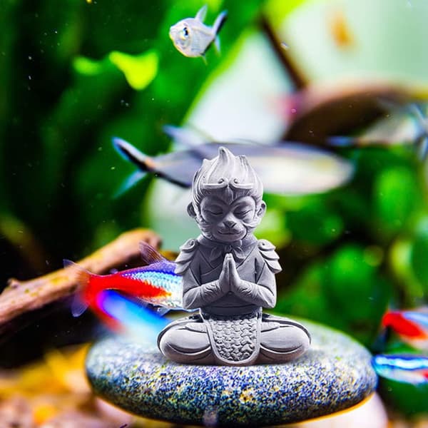 Monkey Aquarium Statue, Aquarium Dekorasjoner, Asiatisk Buddha Akvarium Dekorasjoner, Samleobjekter
