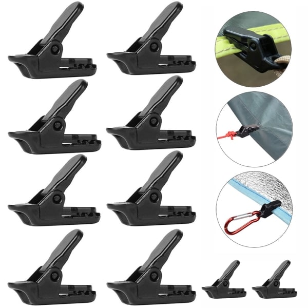 10 stk Markiseklips Presenningklips Snap Hangers Telt Camping Overlevelse Svart one size
