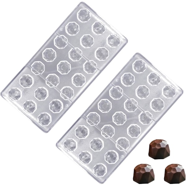 2 STK Chokoladeform, Polycarbonat Chokoladeform, 3D Transparent Polycarbonat Chokoladeform