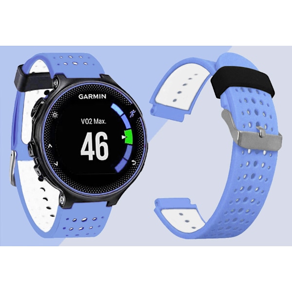 Bredd 22mm tvåfärgad silikonrem med Garmin Forerunner 235 16 färger tillgängliga Light blue white