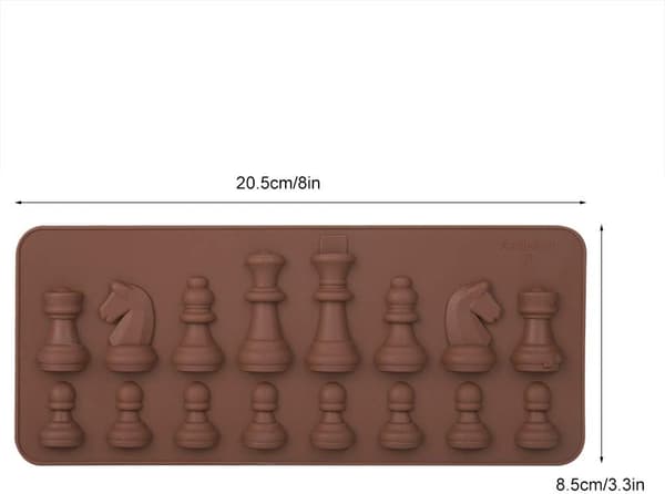 Schackbräde i silikonform för chokladgodis, 16 hålrum, brun