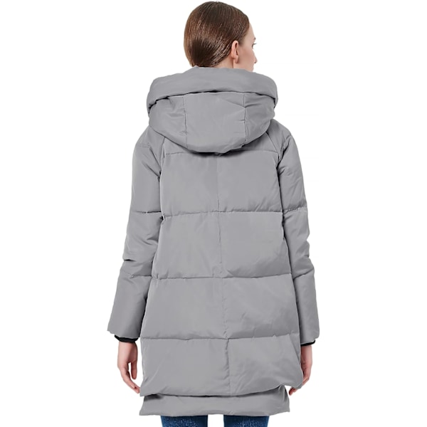 Kvinders Tykkelse Ned Jakke Parka Hætte Lang Puffer Frakke til Vinter XXL Grey