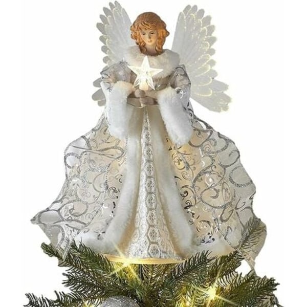 Christmas Angel Tree Topper Christmas Angel Traditionell julgranstopper，Angel Christmas Tree Topper - 25x20cm Chri