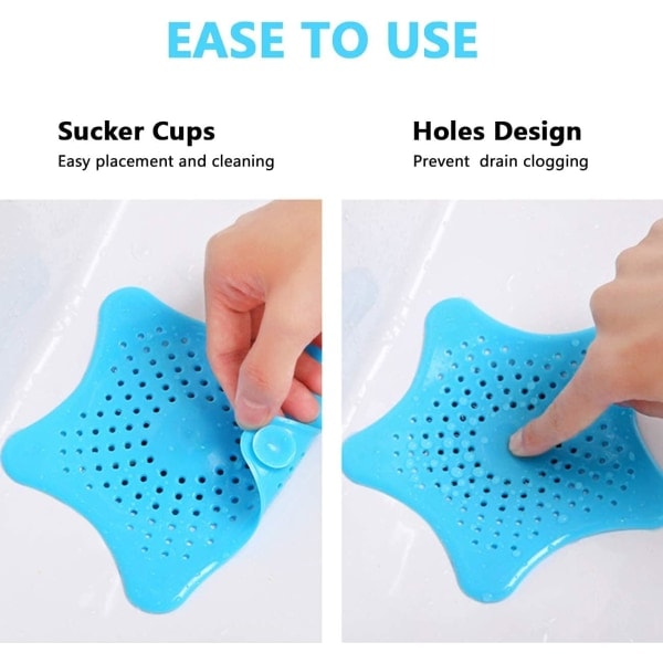 5-pack duschsil hårfångare, silikon hårfångare badkar diskbänk filter avloppssil, täck avloppsskydd med starka sugkoppar