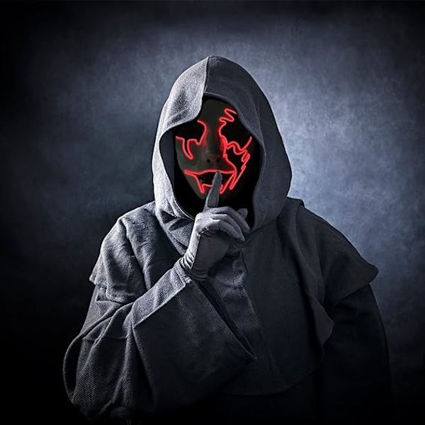 Rengöringsmask LED Glödande Skräck Glödande Mask LED Mask Lämplig för Semesterfestgåvor Parmask Lämplig för Barn Vuxna