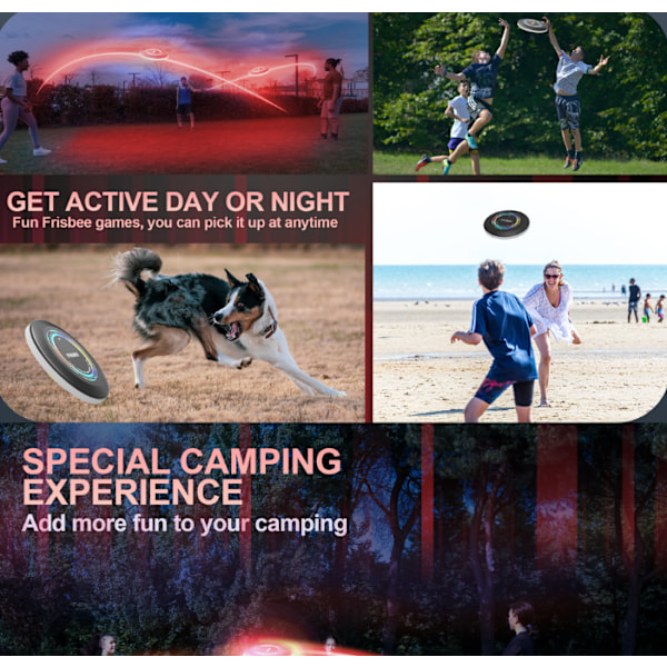 Ladattava LED Frisbee - 175G-RGB - Älykäs tila - Automaattinen sytytys - Hauska lahja syntymäpäiville ja retkeilyyn - Satunnaiset UFO-kuviot Three Colors