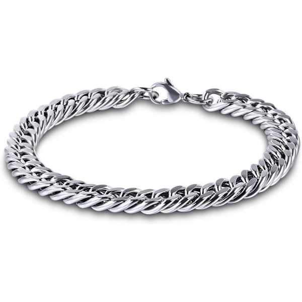 Pulsera Hombre, Pulsera Cadena Cubana de Acero Inoxidable para Hombres Mujeres, Plata de color Pulsera, Pulsera pareja novio