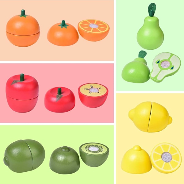 11-delad pedagogisk kostym för 1-3-åringar, vegetarisk skärare, leksak, mat, frukt och förvaringsrum, leksaker, presenter