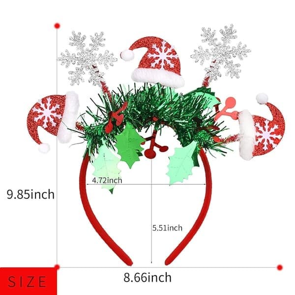 Jul Tiara Søt Julehatt Snøfnugg Tiara Glitter Grønn Dusk Hodeplagg Glitrende Juletre Tiara for Kvinner Jenter Jul