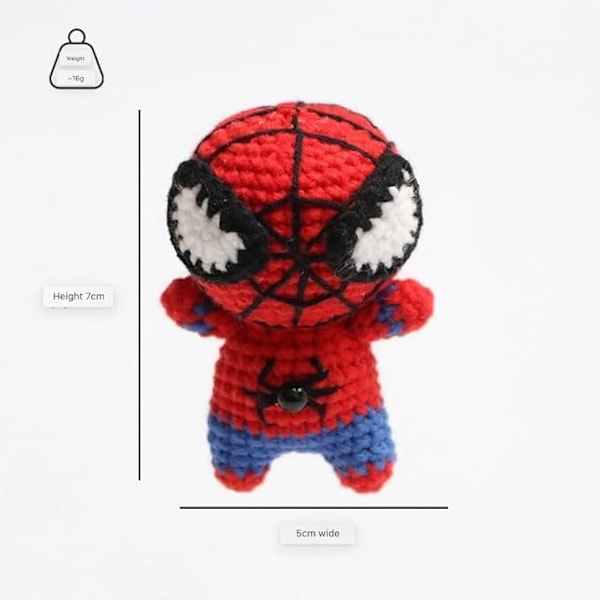 Valmis käsin virkattu Spiderman-riipus Neuleavaimenperäriipukset Kudottu piirretty nukke Laukun ripustus