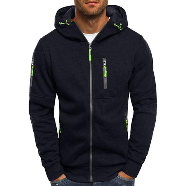 Herrar Hoodies Sweatshirt Zip Up Lätta Jackor 1 Black L