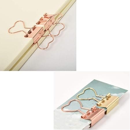 Binder Clips, Rosaguld/Guld Hjerteformet Note Clips Pakke med 24