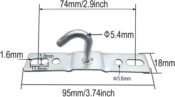 3 kpl Kattokoukut, Kattokruunun Koukku Ruuvikiinnitys (95mm)