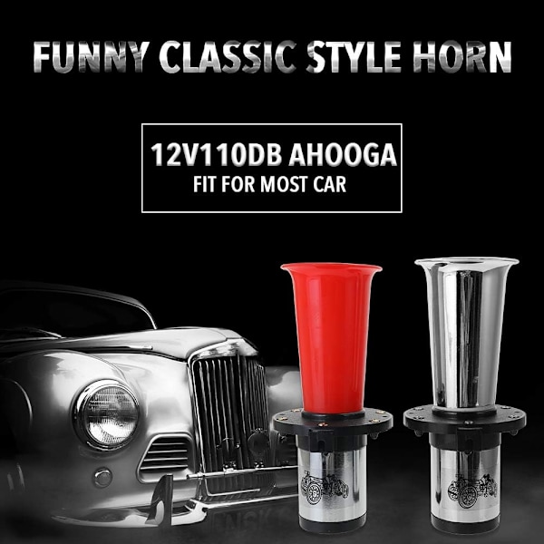 Auton torvi, Vintage (ABS), 12V, 110DB, 490 Hz, Vintage vanhan tyylin muotoilu, kuorma-autoon, henkilöautoon Silver