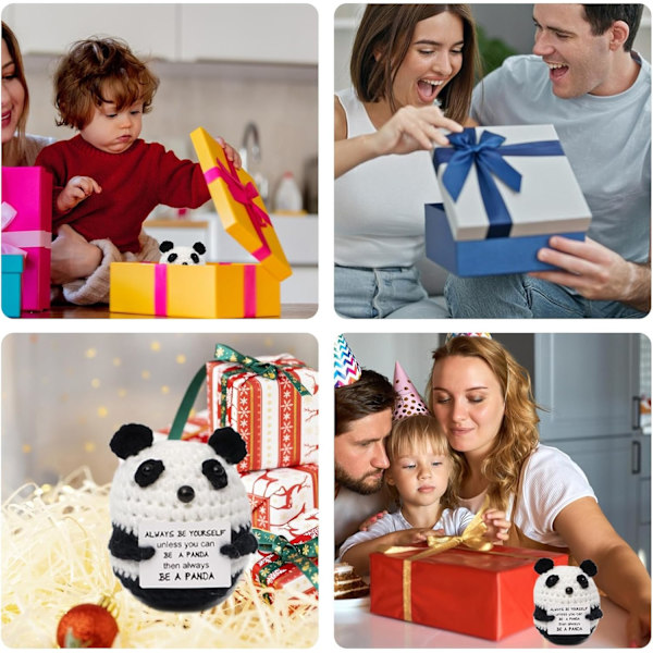 Roliga presenter Positiva Panda-presenter Söta stickade Panda med positiva ord, Positiv present till Alla hjärtans dag Födelsedag, till flickvän pojkvän