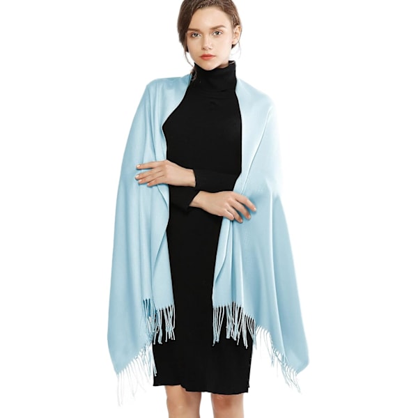 Dam Pashmina Sjalar och Wraps för Bröllopssjalar för Kvinnor Vinter Pale Blue