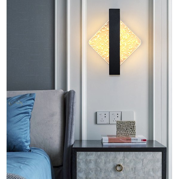 Vägglampa inomhus akryl LED-vägglampa - lyxig vardagsrum sovrum sängbord - modern enkelhet - tre-tonsbelysning - ledningsanvändning Black square gold foil