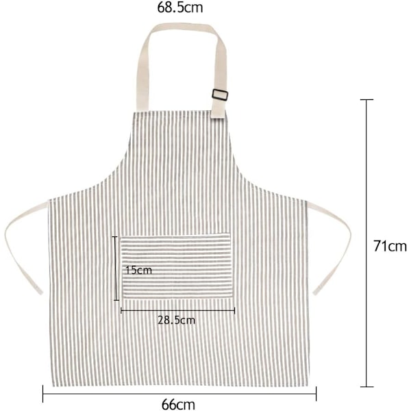 Unisex Justerbar Haklappsförkläde, 2 st Förkläde med 2 Fickor Matlagning Kök Kockförkläden, Dam Herr Förkläden för Hemkök, Restaurang, Kaffehus Black/White