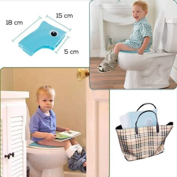 Lasten kokoontaittuva matka-wc-istuin, kannettava baby wc-istuin Comfort PP-materiaali, 4 luistamatonta silikonityynyä ja 1 Ca