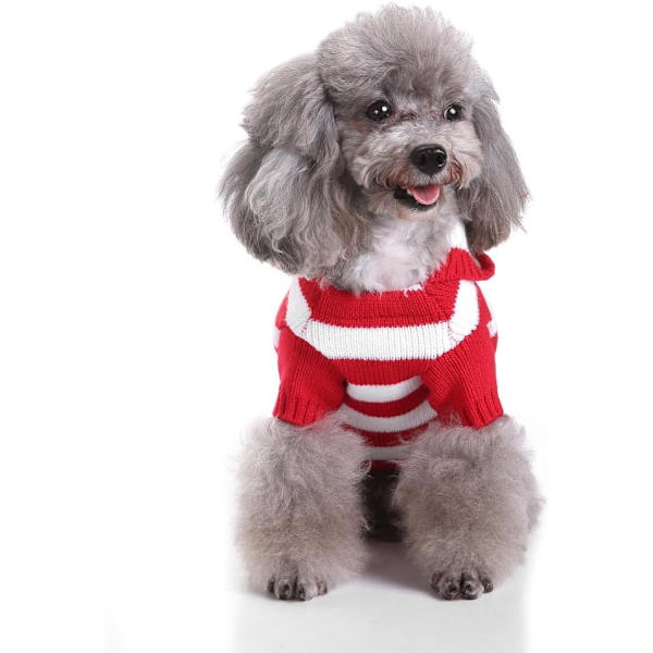 Röd och vit randig hundtröja för jul, julkläder för husdjur, mjuk och bekväm hundkläder