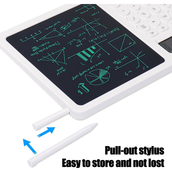 2 i 1 kalkulator med LCD skriveplate, skrivebords kalkulator med elektronisk kalender, tid og temperatur indikator, 10 siffer LCD display kalkulator