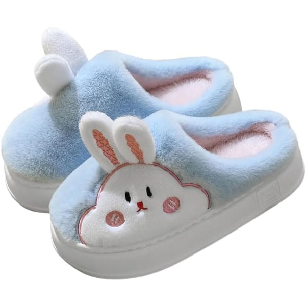 Lyseblå kanin tøfler herre og dame vinterplysj varme sko (36-37) str. Baby blue 36-37