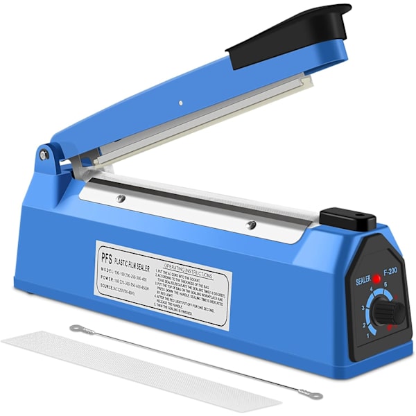 Varmeforsegler, plastposeforsegler impulsforsegler svart vakuummatforsegler posepakningsmaskin for PP og PE plastposeforsegler (200 MM) 300mm
