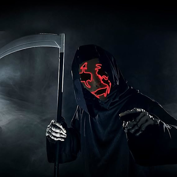 Rengöringsmask LED Glödande Skräck Glödande Mask LED Mask Lämplig för Semesterfestgåvor Parmask Lämplig för Barn Vuxna
