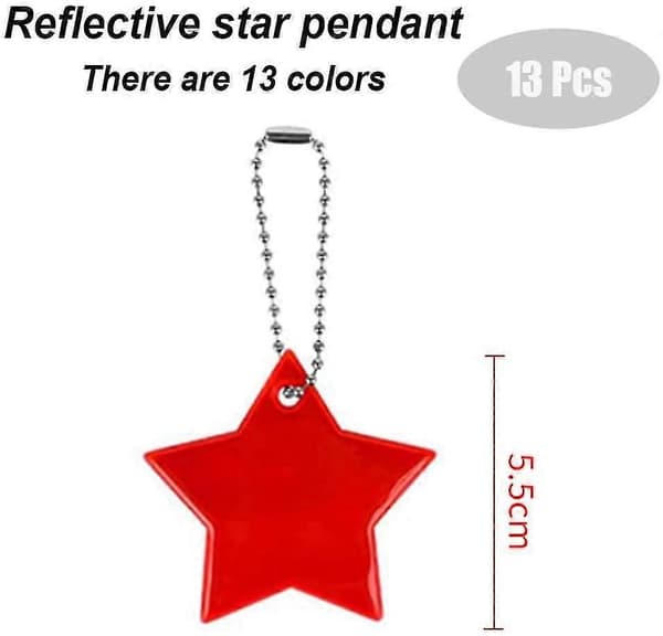 13 stycken, reflekterande hänge, säkerhetsreflexhänge, stjärnreflex, säkerhetsreflexer, reflexhänge för skolväska, barnreflex