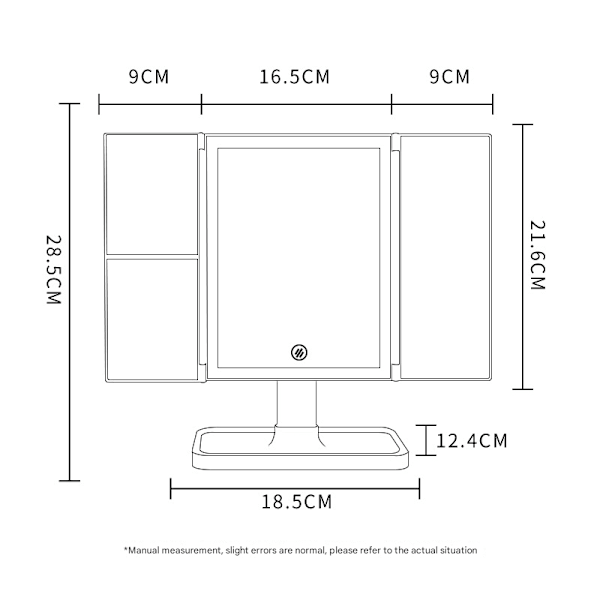 Belyst Smink Spegel Toalett Spegel - 3 Färgbelysningslägen 70 LED-lampor Tri-fold Spegel, 1x/2x/3x Förstoring, Touchkontroll Design, Bärbar HD Frosted right angle