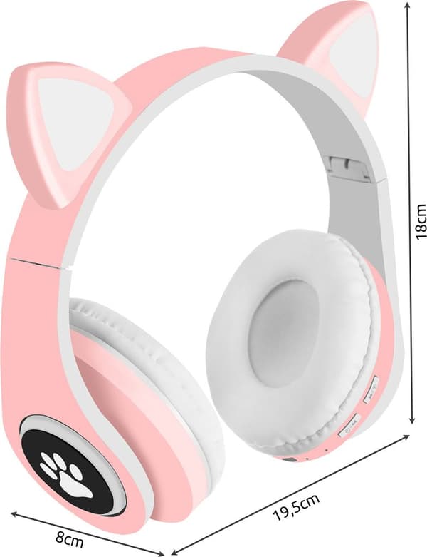 Børnehovedtelefoner Bluetooth LED Trådløse Katteører 16865 (Pink)