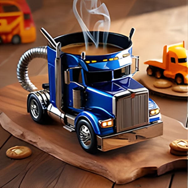 Handgjord Lastbilskaffemugg, 250ML Semitrailerformad Kaffemugg i Resin, Semilastbilskaffemugg, Unik Gåva för Kaffe- och Lastbilsälskare blue