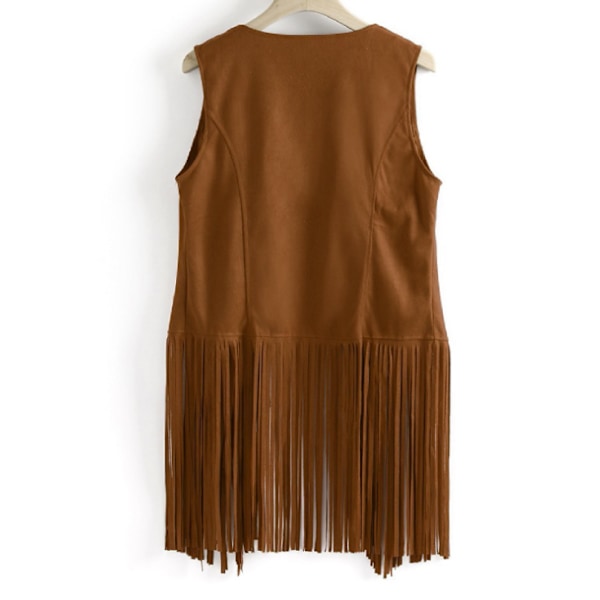 Naisten Rinta-aukkoinen Tank Top 70-luvun Hippi Väärennetty Nahka Rinta-aukkoinen Takki, Disco Raido Tank Takki khaki M